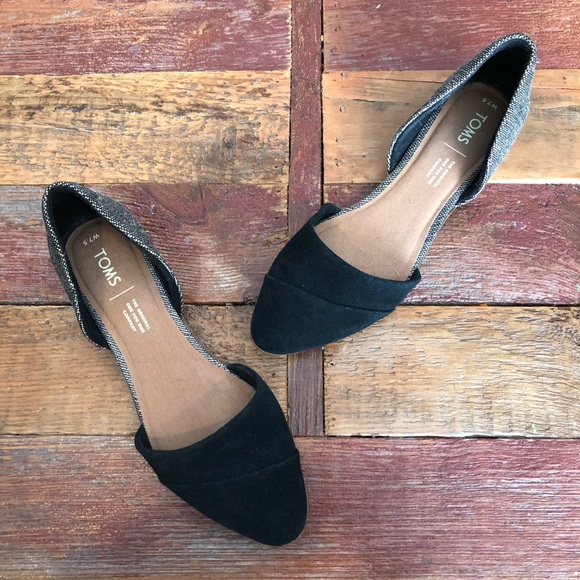 Toms Shoes - TOMS | Jutti D’Orsay Flats in Black Suede Metallic